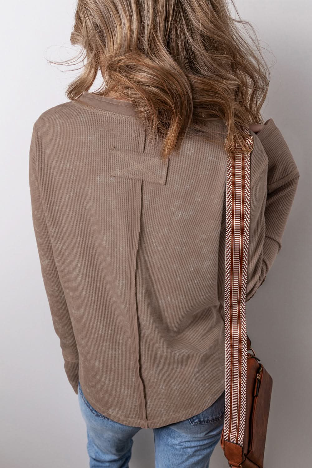 Coffee acid wash long sleeve top - Love Salve